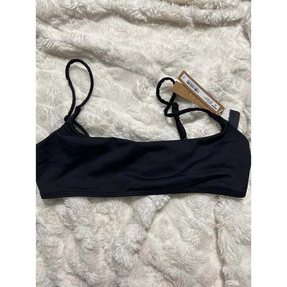 Skims Classic Swim Square Neck Scoop Bikini Top Obsidian Medium